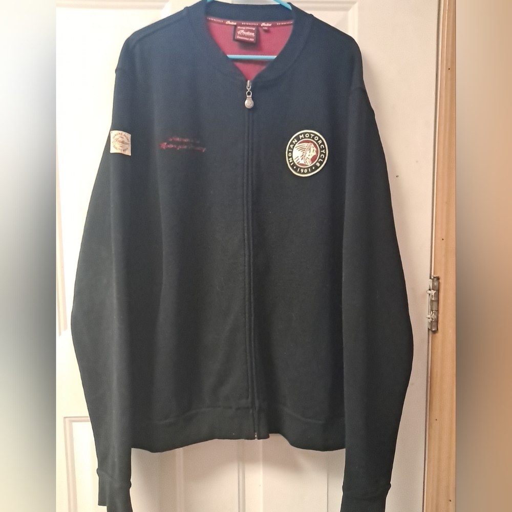 Genuine Indian Motorcycles Full Zip Mens 2XL Jacket. Black